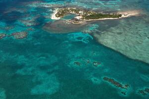 Belize cayes - klein tropisch eiland Bij barrière rif met paradijs strand - bekend voor duiken, snorkelen en ontspannende vakanties - caraïben zee, belize, centraal Amerika foto