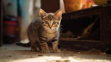 ai gegenereerd portret kat kat is een schattig kat en een grappig, goedgehumeurd.ze kijken schattig en zijn mooi zo huisdieren, gemakkelijk naar verhogen net zo huisdieren.it is een speels, aanhankelijk huisdier en is een favoriete van de verzorgers. foto