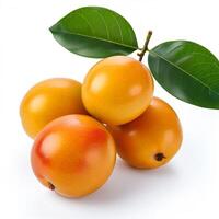 ai gegenereerd loquat fruit geïsoleerd Aan een wit achtergrond foto