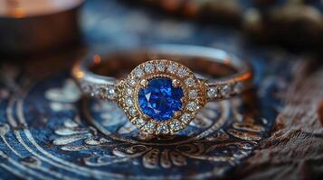 blauw saffier ring foto