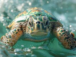 onderwater- visie van een zwemmen schildpad foto