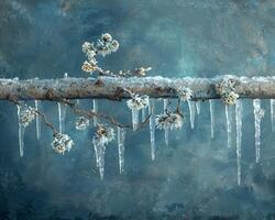 bevroren ijspegels hangende van een Afdeling foto