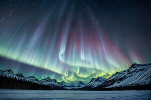 Aurora borealis weerspiegeld meer noorden pool arctisch zuiden pool antarctisch foto