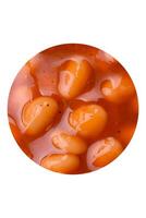 heerlijk voedzaam ingeblikt bonen in tomaat, met zout en specerijen foto