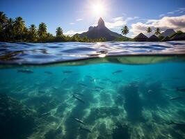 haaien zwemmen in kristal Doorzichtig wateren foto