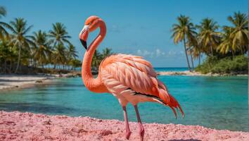 prachtig roze flamingo in zomer foto