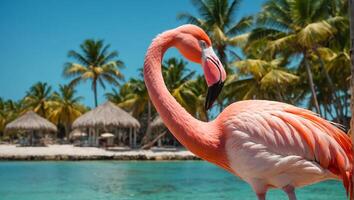 prachtig roze flamingo in zomer foto