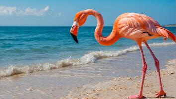 prachtig roze flamingo in zomer foto