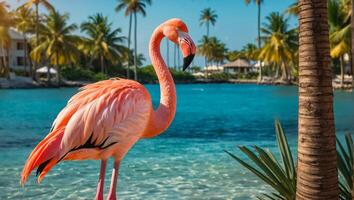 prachtig roze flamingo in zomer foto