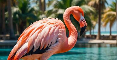 prachtig roze flamingo in zomer foto