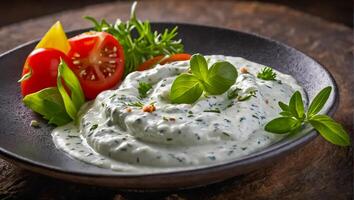 tzatziki saus in een bord foto