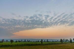 goud en blauw zonsondergang lucht. foto