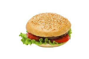 heerlijk cheeseburger geïsoleerd Aan wit foto