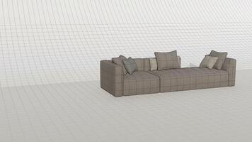 3d renderen sofa Aan blauwdruk foto