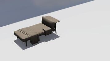 3d renderen een lounge sofa met een rugleuning Aan enkel en alleen een kant en een koffie tafel gehecht foto