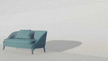 3d renderen modern minimalistische sofa Aan blauwdruk foto