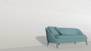 3d renderen modern minimalistische sofa Aan blauwdruk foto