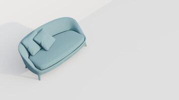 3d renderen modern minimalistische blauw sofa foto