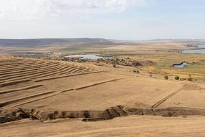 landschap foto van de top van de enisala middeleeuws vesting in de buurt jurilovca in tulcea, Roemenië.