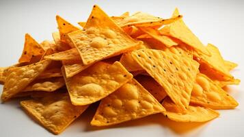 maïs chips knapperig tussendoortje zout gebakken driehoek dun tortilla foto