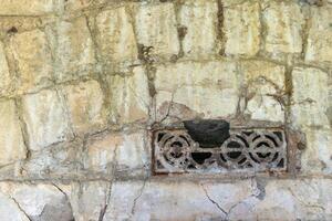 oud vuil steen muur, wijnoogst achtergrond foto
