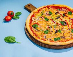 vegetarisch pizza's met kaas top visie foto