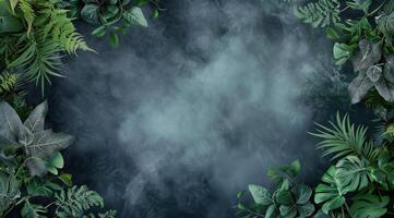 groen blad kader met rook foto