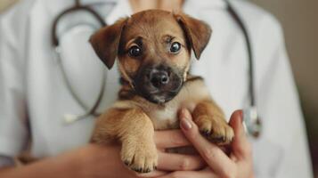 persoon Holding puppy in armen foto