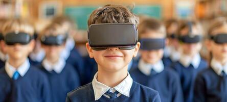 virtueel realiteit vr in onderwijs innemend en modern onderwijs methode hoog resolutie verhandelbaar foto