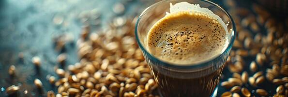 gerst koffie en granen, rustiek drank concept foto