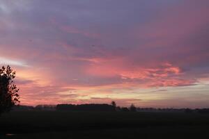 bewolkt zonsopkomst in de Nederland foto