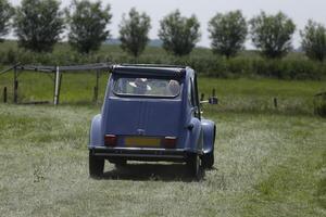 oud auto schijven Aan grasland foto