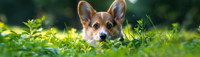 corgi, gras, Speel foto