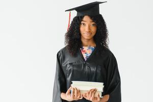 portret van mooi Afro-Amerikaans afstuderen foto