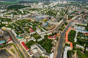 Minsk straten van een vogel oog Bekijk de oud stad centrum van Minsk van een hoogte.wit-rusland foto