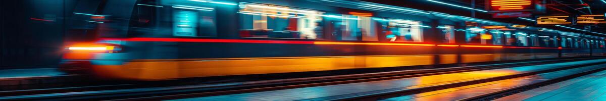 gestroomlijnd stedelijk licht het spoor in beweging snel Bij nacht foto