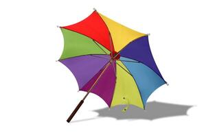 kleurrijk paraplu Open Aan wit achtergrond foto