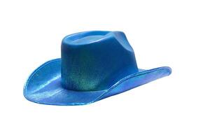 levendig blauw cowboy hoed Aan zwart achtergrond foto