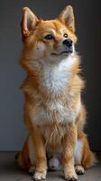 majestueus blik. een gouden behaard hond in attent rust foto