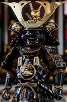 majestueus samurai schild Scherm met ingewikkeld details foto