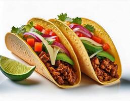 Mexicaans voedsel taco's geïsoleerd Aan wit achtergrond foto