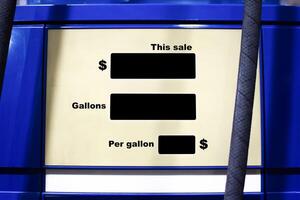 de brandstof dispensers blanco zwart scherm voor wordt weergegeven de aantal van gallon en prijs van gas- , brandstof en energie concept foto