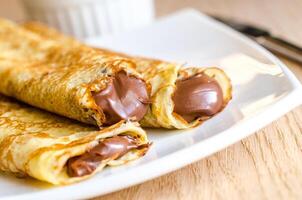 pannenkoeken met chocoladeroom foto