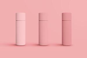 cosmetische flessen voor het ontwerp van schoonheidsproducten. roze verpakking voor mockups. foto