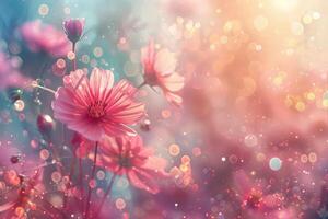 een levendig Scherm van geassorteerd kleurrijk bloemen in vol bloeien, creëren een levendig en vrolijk achtergrond foto
