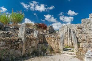 pittoreske ruïnes van de oude stad van perge in kalkoen. perge Open lucht museum. foto