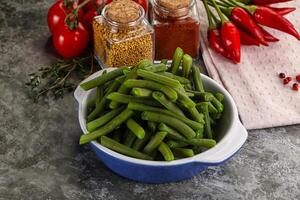 veganistisch keuken - gekookt groen Boon foto
