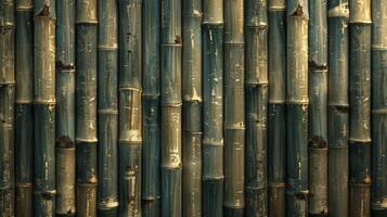 composiet bamboe hek met symmetrisch patroon gemaakt van bamboe stokjes foto