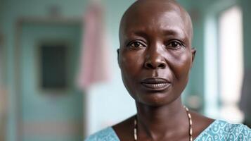 portret van een middelbare leeftijd Afrikaanse vrouw in traditioneel kleding tonen trots en waardigheid foto