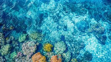 antenne visie van een vloeistof koraal rif in de onderwater- oceaan foto
